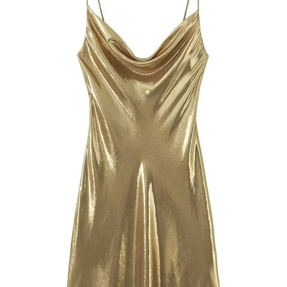 ZARA VIRAL Elegant Gold Slip Dress